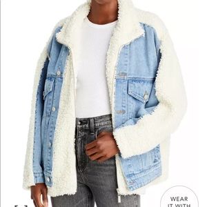 Blank NYC faux Sherpa & denim jacket size L